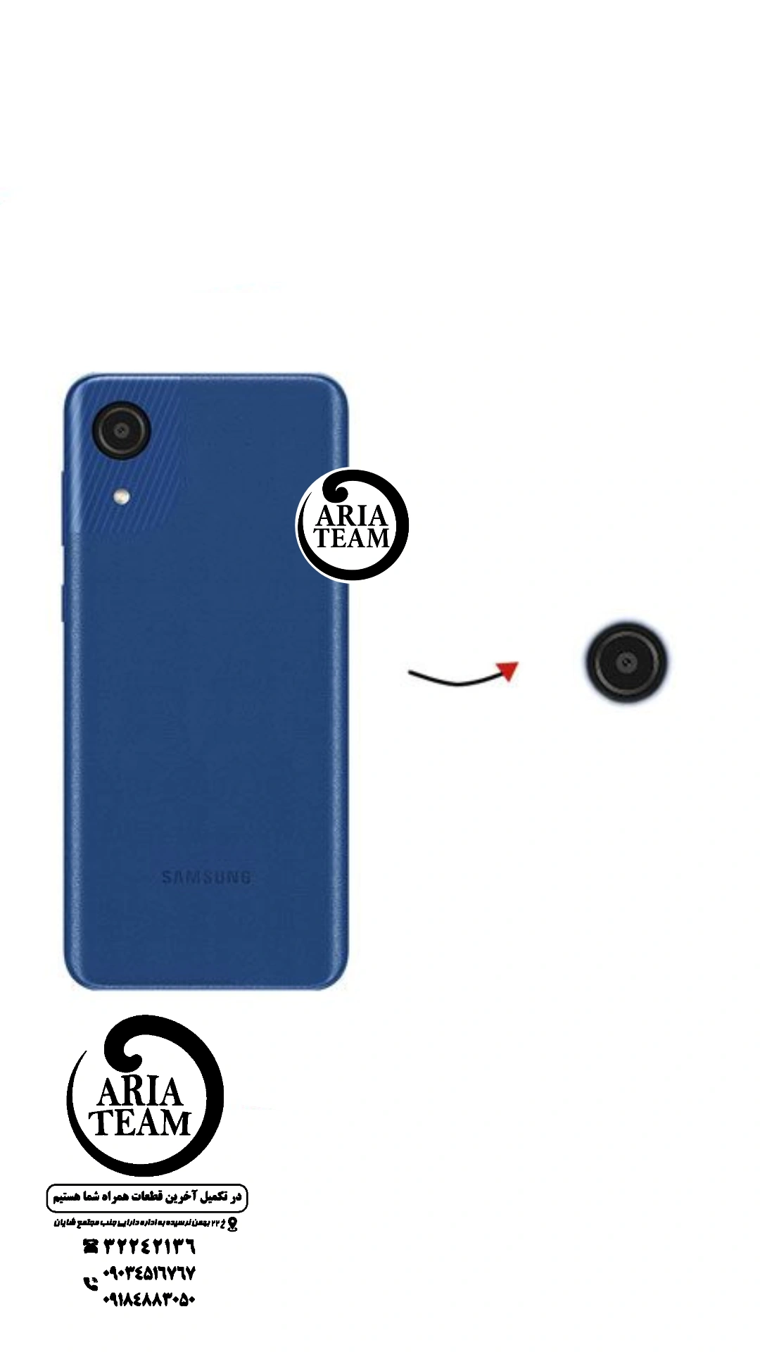 شیشه لنز دوربین سامسونگ A03 core /A032