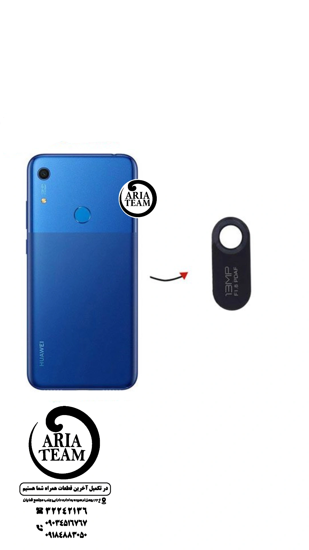 شیشه لنز دوربین هوآوی y6s اورجینال